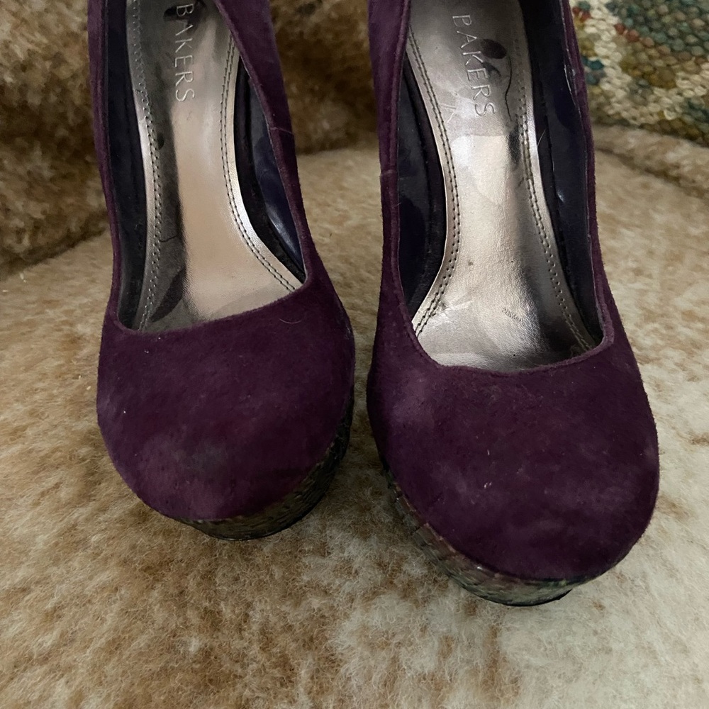 Bakers Women's Deep Purple Suede Heels
